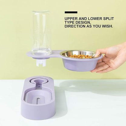 Dog Water Food Bowl Set Automatic Pet Food Water Dispenser Rotating Corner Folding Dog Bowl for Cat Puppy Small Dogs (Purple) Rabbit Food