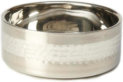 PetRageous 18435 Sanibel Stainless-Steel Hammered Double Walled Dog Bowl 5.9-Inch Width and 2.44-Inch Height 3-Cups Capacity, Metallic