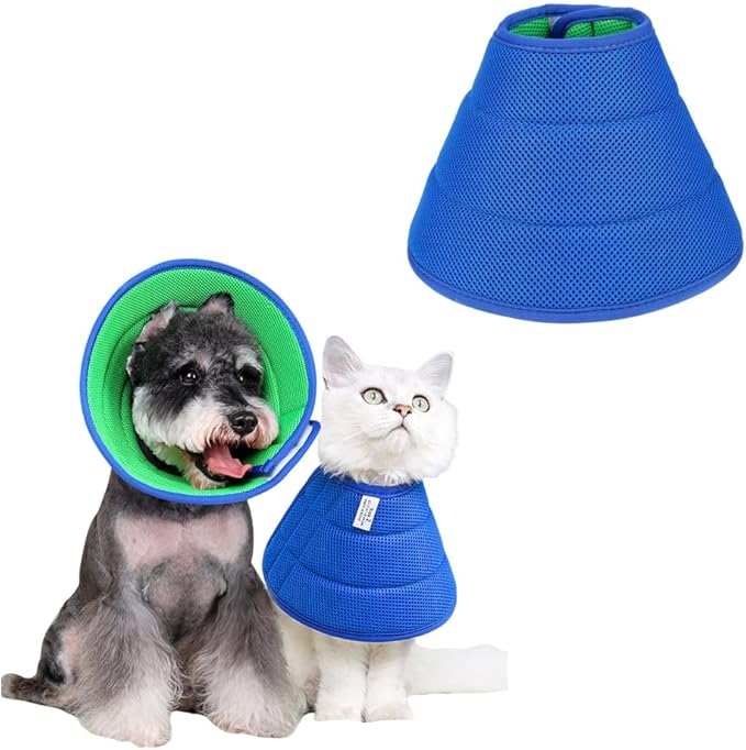 Soft Dog Cone Collar Alternative, Adjustable E-Collar for Surgery Recovery & Wound Protection. Comfy Elizabethan Cone for All Pets. (Blue, XS (Fit 3.3-6.6 lb Dog &4.4-6.6 lb Cat))