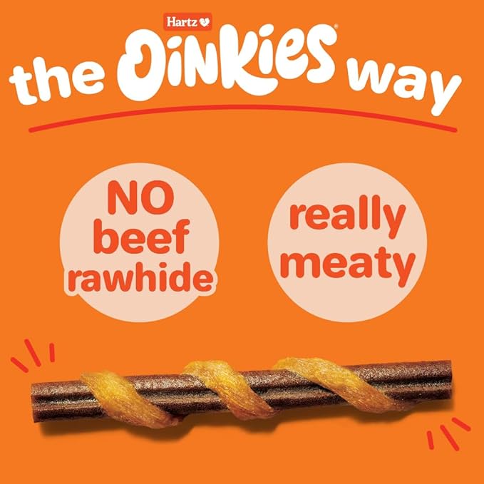 Hartz Oinkies Tender Bullies with Real Chicken Breast & Real Beef Bully Stick Flavor, Highly Digestible and Rawhide-Free, 20 Count