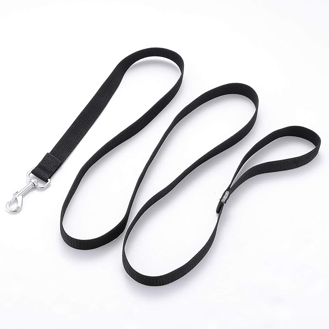Strong Durable Nylon Dog Training Leash, 1 Inch Wide Traction Rope, 6 ft 10ft 15ft Long, for Small and Medium Dog (Black, 15 Feet)