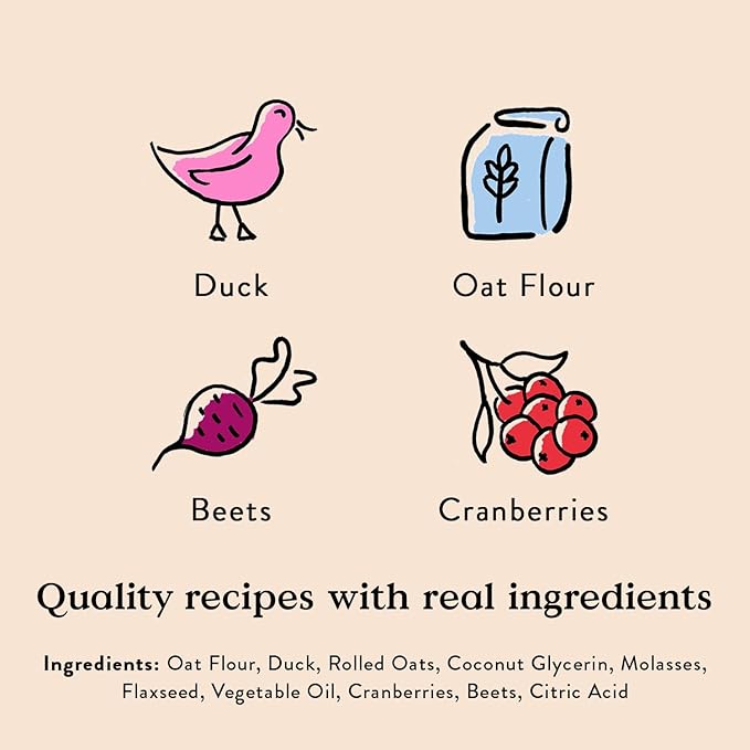 Bocce's Bakery Oven Baked Duck Recipe Treats for Dogs, Wheat-Free Everyday Dog Treats, Made with Real Ingredients, Baked in The USA, Natural Soft & Chewy Cookies, Duck, 6 oz