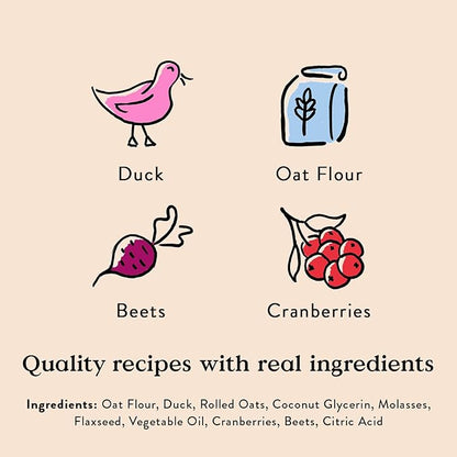 Bocce's Bakery Oven Baked Duck Recipe Treats for Dogs, Wheat-Free Everyday Dog Treats, Made with Real Ingredients, Baked in The USA, Natural Soft & Chewy Cookies, Duck, 6 oz