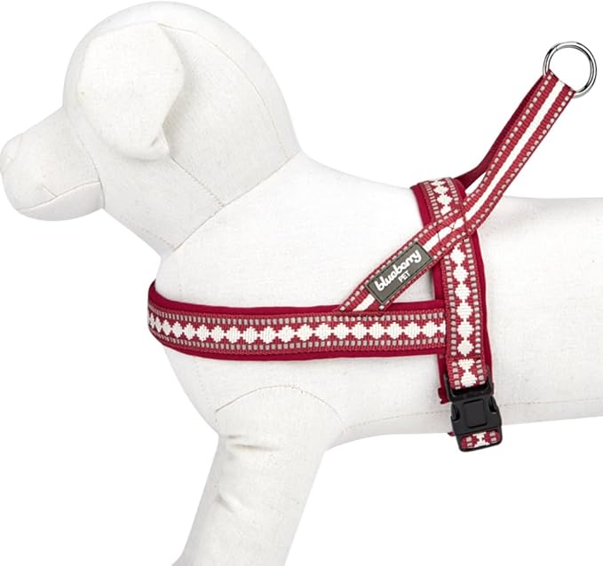 Blueberry Pet 4 Colors Soft & Comfy 3M Reflective Jacquard Padded Dog Harness, Chest Girth 20.5" - 26", Marsala Red, Medium, Adjustable Harnesses for Dogs