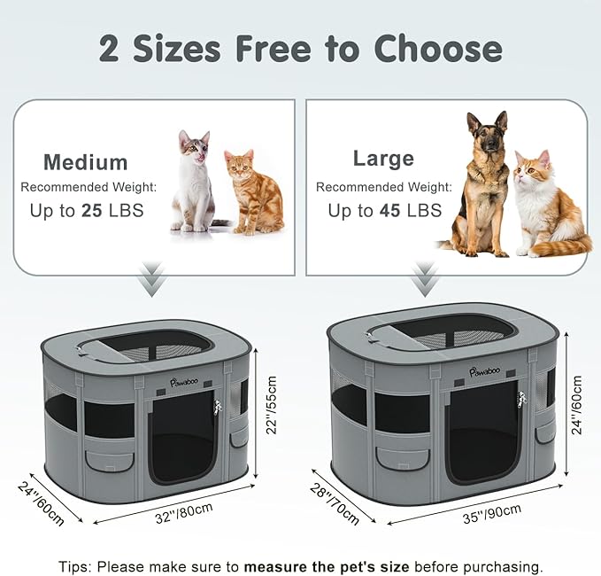 Dog Playpen, Portable Pet Cat PlayPen, 600D Oxford Dog Kennel Tent Crate, Waterproof&Breathable, Indoor Outdoor Travel Camping for Medium/Large Breed with Carrying Case+Folding Bowl(M), Charcoal Gray