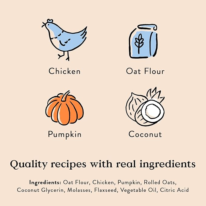 Bocce's Bakery Oven Baked Sunday Roast Treats for Dogs, Wheat-Free Everyday Dog Treats, Made with Real Ingredients, Baked in The USA, Natural Soft & Chewy Cookies, Chicken & Pumpkin Recipe, 6 oz