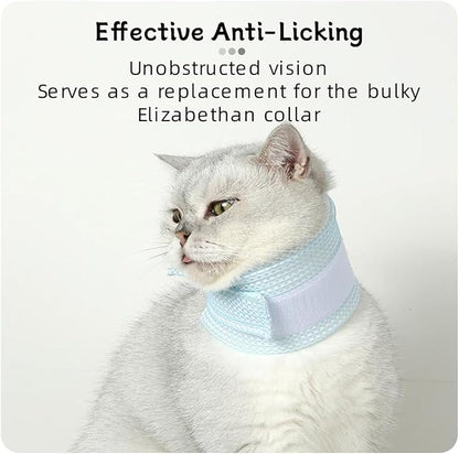 Cat Neck Brace Cover - Breathable Elizabethan Collar for Post-Surgery Recovery Anti-Lick Wound Adjustable Protective Cervical Cone for Small Medium Large Dogs Cats (Neck Girth 7.9-11.0" Depth2.4