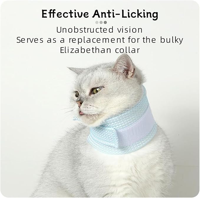 Cat Neck Brace Cover - Breathable Elizabethan Collar for Post-Surgery Recovery Anti-Lick Wound Adjustable Protective Cervical Cone for Small Medium Large Dogs Cats (Neck Girth 6.3-8.7" Depth2.0