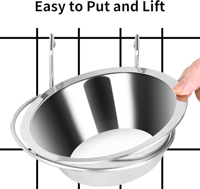 Fri4Free 2PCS Kennel Water Bowl Hanging, Stainless Steel Puppy Bowls for Small Dog Cage, Kennel, Crate, Catio Accessories, Dog Crate Water Bowl Dish Feeder Food Holder No Spill (20oz/2.5cups)