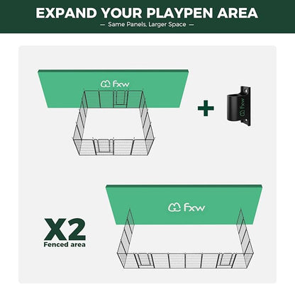 FXW Rollick Unleashed Dog Playpen for Indoor, Yard, RV Camping, 45 inch 16 Panels Dog Pen with Anchor Kit (4 Packs) for Large Dogs, Black│Patented