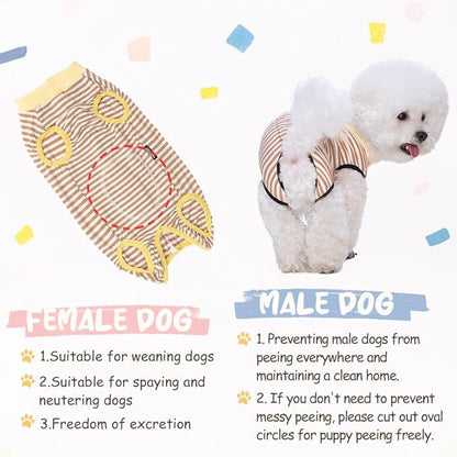 Dog Recovery Suit After Surgery,Spay Neuter Clothes for Female Dogs,Small Medium Dog Shirt,E-Collar Cone Alternative,Prevent Licking Wound Dog Onesie,Pet Surgical Suit(Yellow White -XXL)