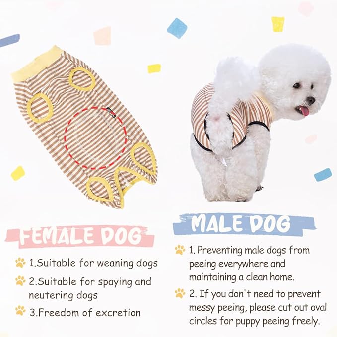 Dog Recovery Suit After Surgery,Spay Neuter Clothes for Female Dogs,Small Medium Dog Shirt,E-Collar Cone Alternative,Prevent Licking Wound Dog Onesie,Pet Surgical Suit(Grey White Stripe-xs)