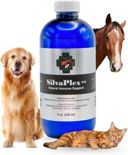 Natural Immune Support Solution - 100 PPM Chelated Silver for Dogs, Cats, Horses, Livestock - Veterinarian Developed Formula - Natural Breathing Support (16 oz)