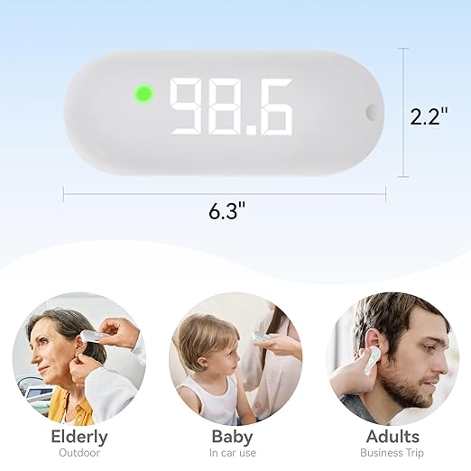 Thermometer Forehead, 1-Second Reading Digital Thermometers Accurate for Adult Kids White Thermometer Infrared with Fever Alarm Rechargeable Thermometers Mini