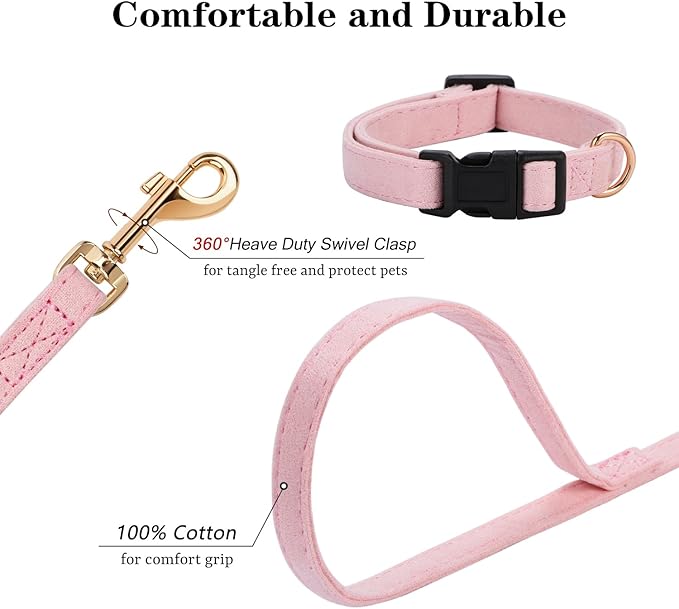 No Pull Dog Harness- Lightweight, Soft, Adjustable Small Harness Collar and Leash Set, Suitable for Cats Puppy Small and Medium-Sized Dog Outdoor Training and Running (Pink, M)