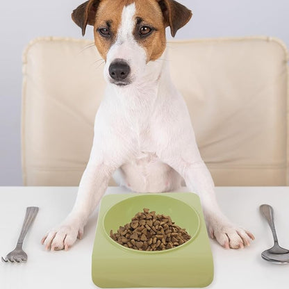 Milisten Pet Plastic Dog Bowl with Anti-Neck Slope Design, Wall-Mounted Single Feeding and Water Dish, Green Puppy Feeding Bowl for Home Use