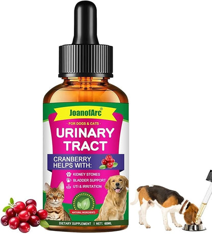 Pet Urinary Tract Health Care Drops for Dogs & Cats - Urinary Tract, Bladder & Kidney Care with Cranberry, 60ml Natural Formula