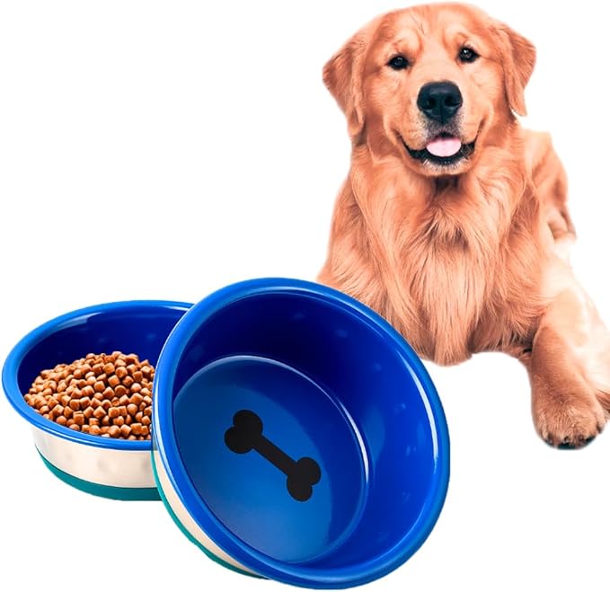 Stainless Steel Bowl - No Slip, No Tip - with Silicone Rubber Foot. (16)