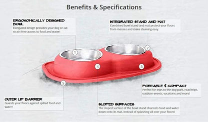 WeatherTech Double Low Pet Feeding System - Compact and Portable Dog/Cat Food and Water Station - 16 oz (2 Cups) Tan (DL1602TN)