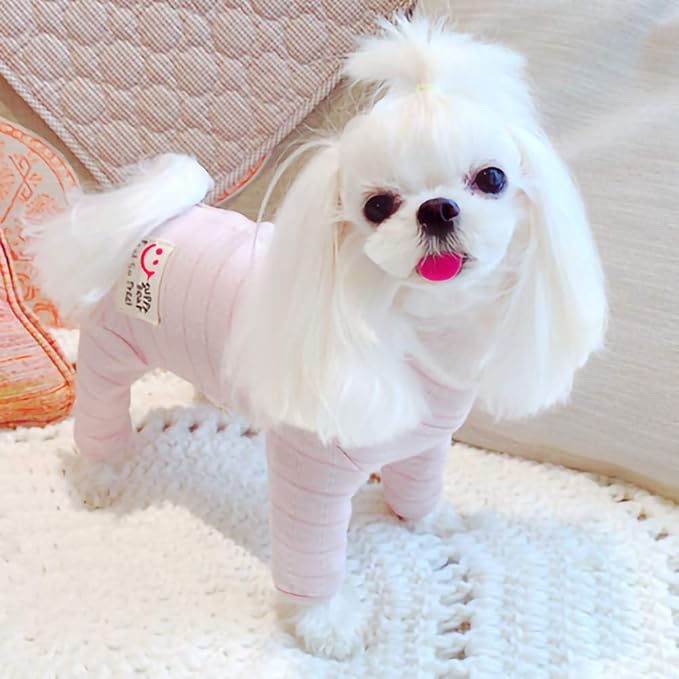Recovery Suit for Dog After Surgery Cut Pet Recovery Shirt Dog Abdominal Wounds Bandages,Wound Protective Full Coverage Dog's Bodysuit for Surgery Female Dog Prevent Licking(RSS08-Fpink-M)