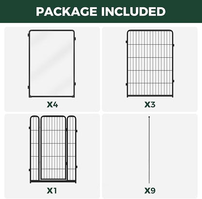 FXW AuraSpace Pro Acrylic & Wire Mesh Indoor Dog Playpen, 40" Height 8 Panels Metal Dog Pen for Medium and Large Dogs, Black│Patented
