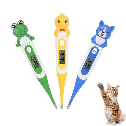 Pet Thermometer for Dogs,Digital Thermometer for Cats/Horse/Animals with Fever Alert Sound,Fast and Accurate Measurements in 60 Seconds - Comfortable Flexible Tip and Waterproof - Pack of 3