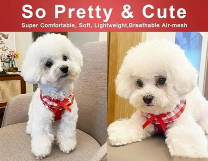 SuperBuddy Upgraded Soft Mesh Dog Harness, Super Breathable Lightweight Pet Harnesses for Puppy Dogs Outdoor Walking, Red Dog Harness -XSmall