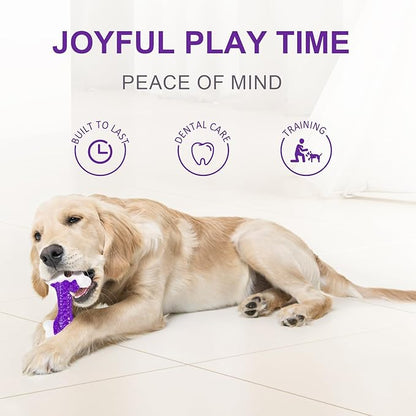 Kseroo Indestructible Dog Toys for Aggressive Chewers: Bacon Flavored Hard Nylon Bone Chew Toys, Tough Dog Chew Toys for Large Dogs, Dog Toys to Keep Them Busy for Medium Large Breed, Purple