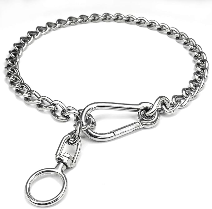 Dog Chain Collars 304 Stainless Steel Metal Chew Proof Dog Necklace Anti Winding Dog Leash Extension Lead for Small Medium Large Dogs Training and Walking. (X-Large：30in x 4mm(Neck max 27in))