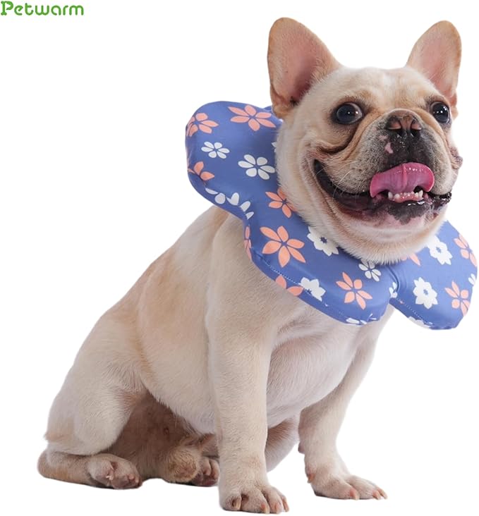 PetWarm Dog Recovery Collar, Recovery Collar for Dogs, Lightweight Soft Flower Design, Comfortable Neck Protector Helps Discourage Licking, Post-Visit Protective Collars, Flower Print, Blue, S