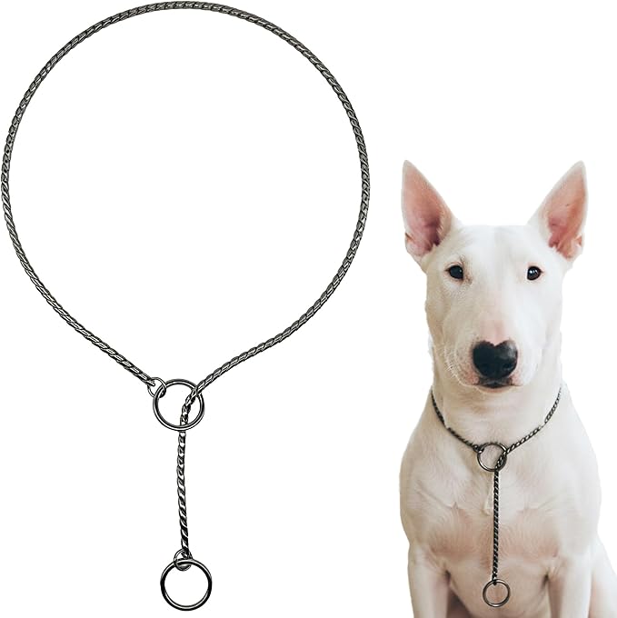 Dog P Snake Chain Chrome Plated Metal Dog Training Choke/Collar-Fully Guaranteed Against Rust Tarnish or Breakage-Recommended for Professional Training (Black, 5mm * 20")