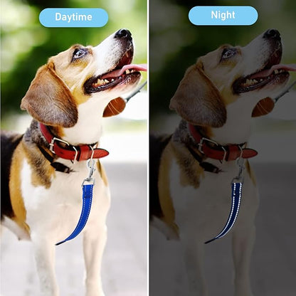 Cobee Dog Collar Clips, 2 Pcs Reflective Nylon Puppy Collar Backup, Safety Adjustable Pet Dog Harness Connector, Double Ended Backup Clasp Clip for Puppies(Red, Blue)