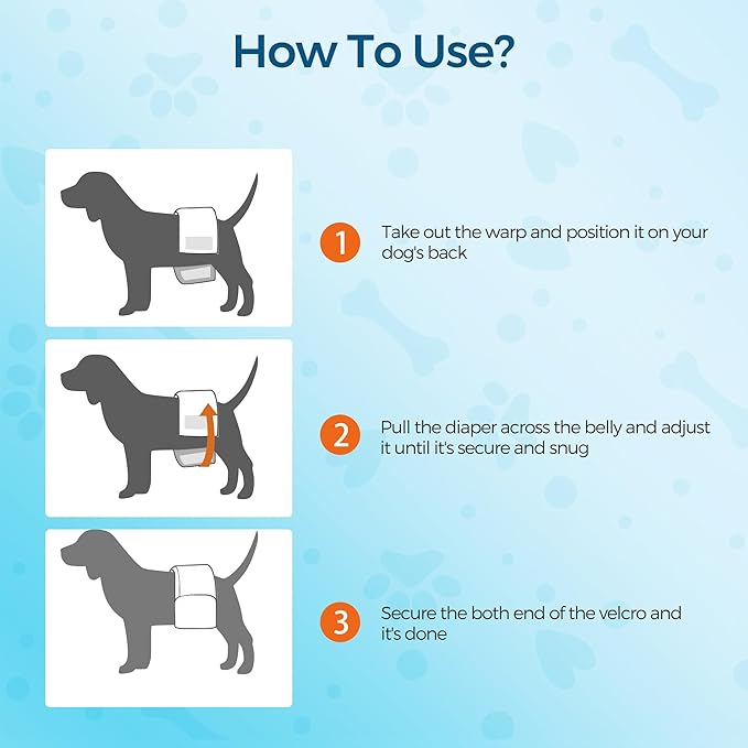 Bestle Male Dog Wrap, Disposable Dog Diapers, 40 Count, XS (Waist 10.6”-16.6”), Wetness Indicator, Ultra Protection, Leak Proof, Super Absorbent, Soft
