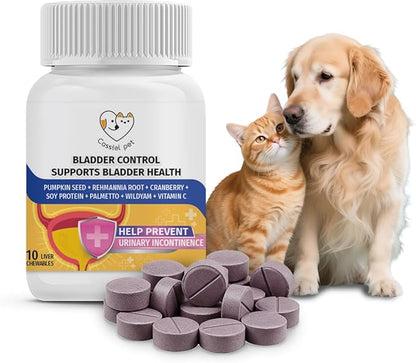 Bladder Supports Chews for Urinary Tract Health, Infection Treatments, Bladder Health, Dog UTI, Bladder Stones, Incontinence Support, Urinary Pain Relief for Cat & Dog 10 Chews (1 Bottle)