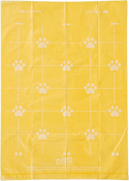 Glad for Pets Scented Waste Bags, Tear Resistant Pet Poop Pick-up Bags with Leak Protection, Lemon Scent, Multicolor Designs, 6 rolls, 90 bags total