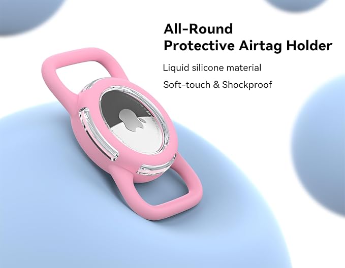 Waterproof Airtag Holder for Dog Collar, Soft Full-Body Protective Airtag Holder for Dog & Cat Collars, Ultra-Durable, Easy Installation, Lightweight Clear Airtag Case (Pink, Regular)