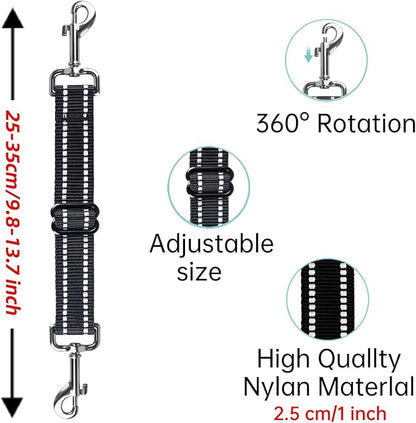 Dog Safety Clip,Prong Collar Safety Clip,Dog CollarClip Adjustable Reflective Nylon PuppyCollar Pet Collar Harness Connector Backup Clasp(2 Pcs Thickening)