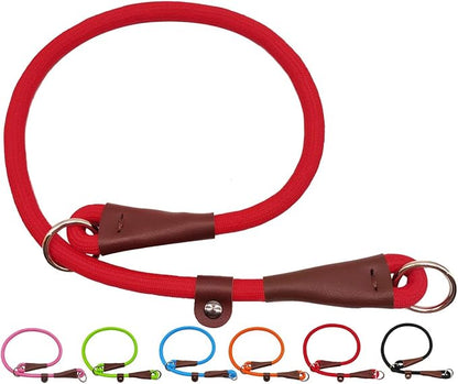 MayPaw Slip Collar Nylon Rope Choke Collar for Dog Training- No Pull Round Martingale Dog Collars for Small Medium Large Dogs (20" x 1/4", Red)