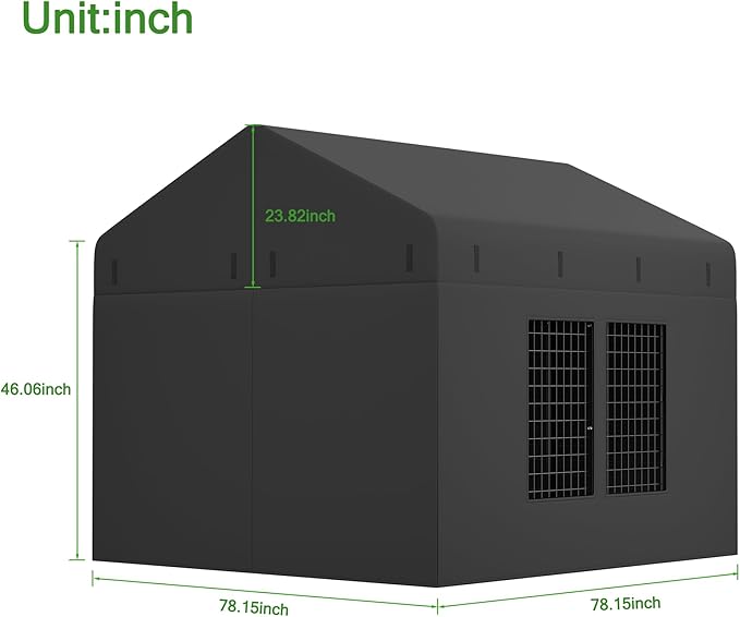 Petony Outdoor Dog Kennel Cover 79" W x 79" D x 72.5" H