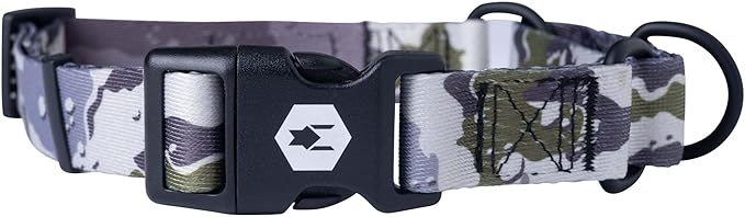 Wolfgang Heavy Duty Martingale Dog Collar with Quick Release Nylon Buckle for Walking & Training, Hideout Print, Small