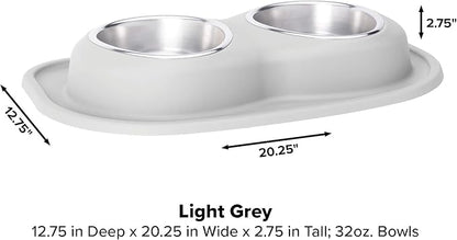 WeatherTech Double Low Pet Feeding System - Compact and Portable Dog/Cat Food and Water Station - 32 oz (4 Cups) Light Grey (DL3203LG)