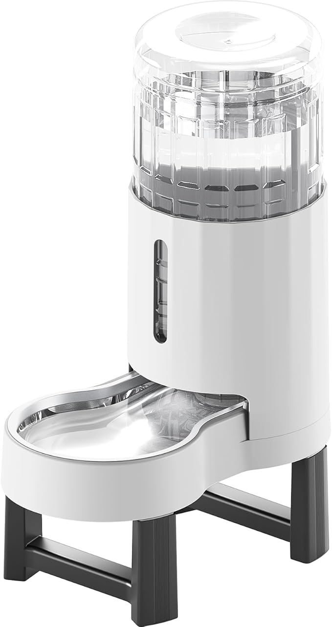 CZPET Elevated Dog Water Bowl Dispenser for Large Dogs,8L Tall Raised Pet Waterer Stand,Relieve Neck Pressure,Large Capacity and Drinking Area Noise-Free for Pets (8L+Stand,White)