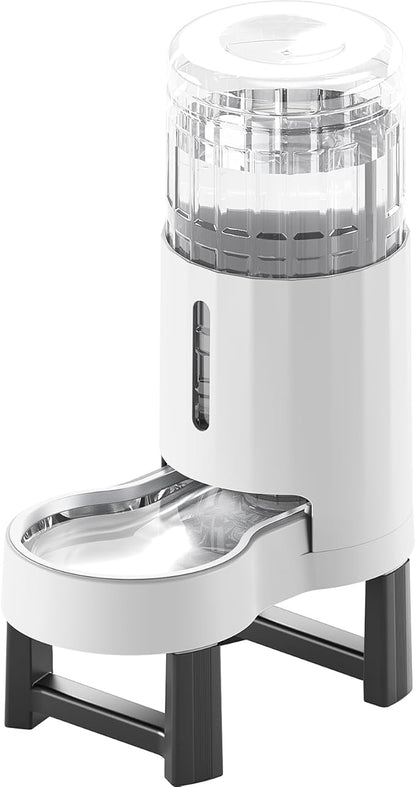 CZPET Elevated Dog Water Bowl Dispenser for Large Dogs,8L Tall Raised Pet Waterer Stand,Relieve Neck Pressure,Large Capacity and Drinking Area Noise-Free for Pets (8L+Stand,White)