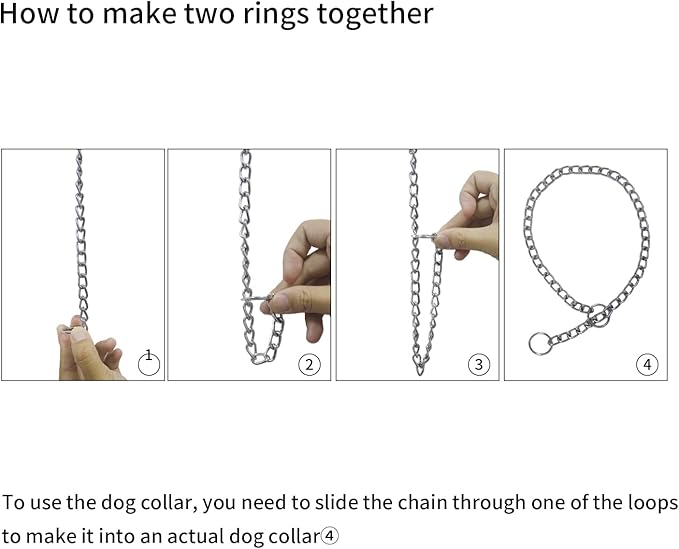 Chain Collar for Dogs,Silver Stainless Steel Training Slip P Choke Puppy Chains Link Martingale Collars for XXS XS Small Medium Large Breed Dogs, L