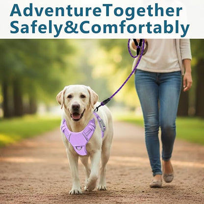BARKBAY Dog Harness No Pull Oxford with ID Tag Pocket - Heavy Duty, Reflective, Easy Control for Large Dogs(Violet Purple Oxford,M)