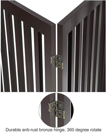 Unipaws 24" H Free Standing Pet Gate for Cat, Wooden Gates for Doorway, Stairs, Foldable Pet Fence for House, Expandable Barrier, Indoor Use, Espresso