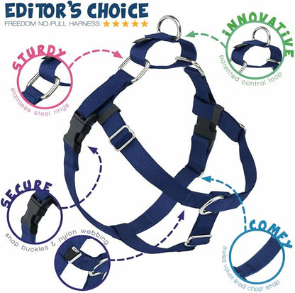 2 Hounds Design Freedom No Pull Dog Harness, Adjustable Harness, Easy Walking & Comfortable Control, Fits Small, Medium & Large Dogs, Solid Colors, Made in USA, 1" XXL, Navy