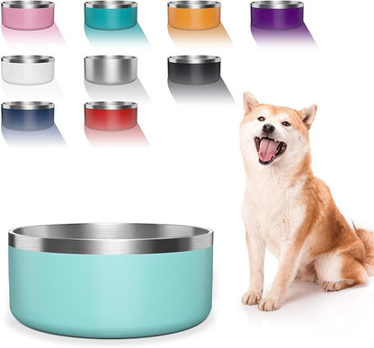 WENBOKMIN Dog Bowl, Stainless Steel Dog Food and Water Bowl with Non Slip Quiet Bottom, Easy to Clean, Dishwasher Safe, 64oz, Mint Green