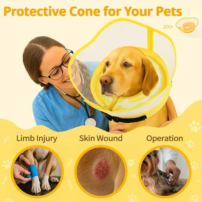 Inspack Soft Dog Cone Collar, Inflatable Cones Alternative After Surgery with No-Lick Shield for Large/Medium/Small Dogs to Stop Licking, Elizabethan Neck Ecollars of Shame Comfy Pillow Recovery
