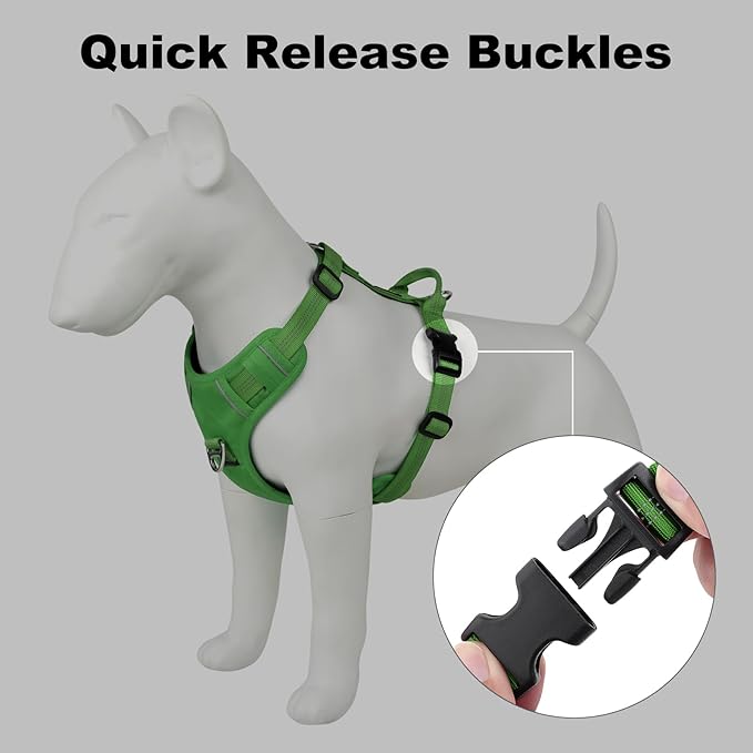 Plutus Pet No Pull Dog Harness, Reflective Adjustable Dog Vest Harness with Handle, Escape Proof, Soft Padded for Small Medium Large Dogs (Green, L)